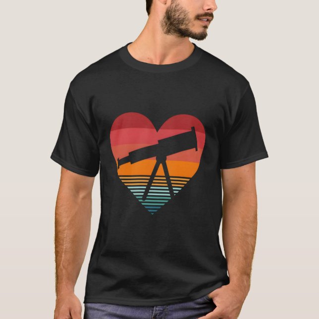 Astronomi Telescope Stargazing T Shirt (Framsida)