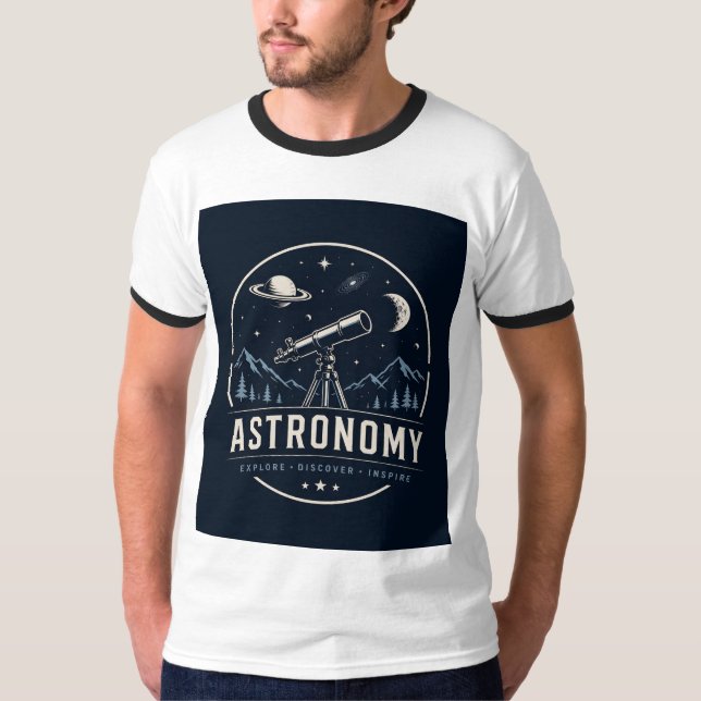 Astronomi Teleskop Grafik T Shirt (Framsida)