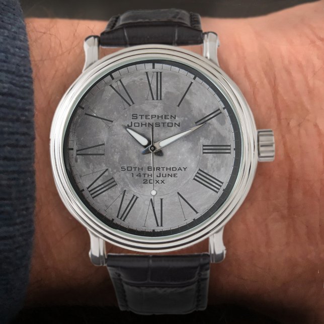 Astronomi tema fullmåne att anpassa armbandsur (Skapare uppladdad)