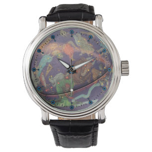 Astronomical himmelskt jordklotläder fäster armbandsur