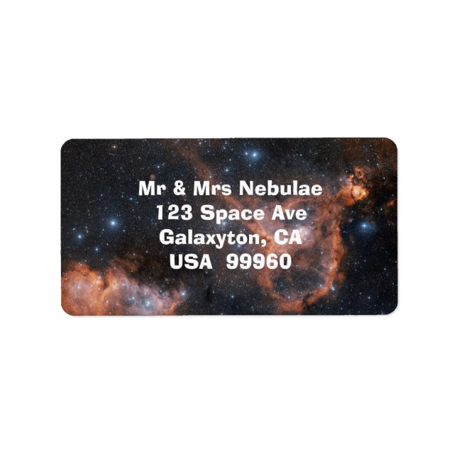 Astronomietiketter för Nebula Rymden Adressetikett (Framsidan)