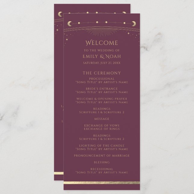 Astronomirymden Guld Sol Måne Program (Fram/baksida)