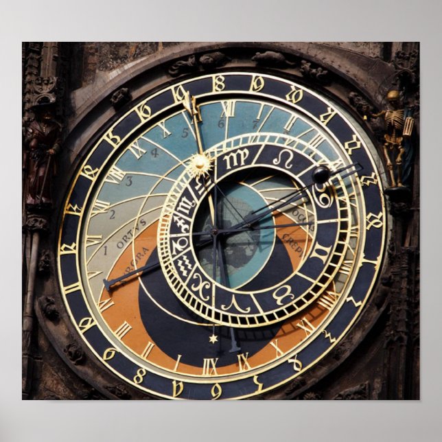 Astronomisk klocka i Praque Poster (Framsidan)