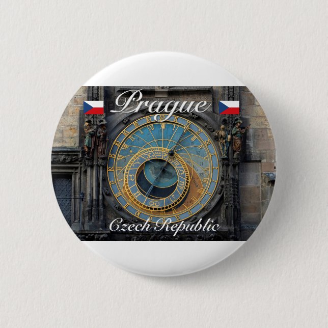 Astronomisk klocka Prag Orlog Tjeckien Knapp (Framsida)