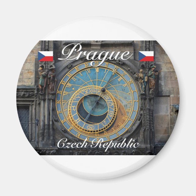 Astronomisk klocka Prag Orlog Tjeckien Magnet (Framsidan)