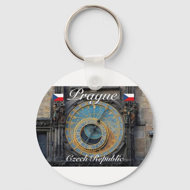 Astronomisk klocka Prag Orlog Tjeckien Nyckelring (Framsida)