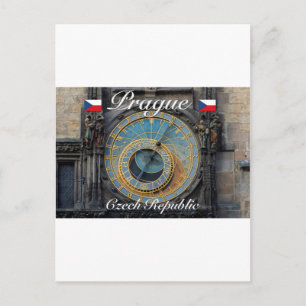 Astronomisk klocka Prag Orlog Tjeckien Vykort
