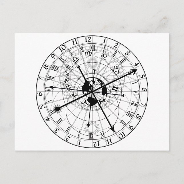 Astronomisk klocka vykort (Framsida)