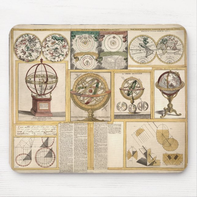 Astronomiska instrument Celestial Chart Världskart Musmatta (Framsidan)