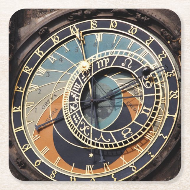 Astronomiskt lock i Praque Papper Underlägg Kvadrat (Framsidan)