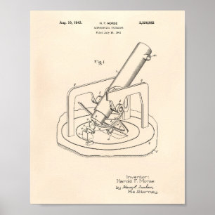 Astronomiskt teleskop 1943 Patent Art Old Peper Poster