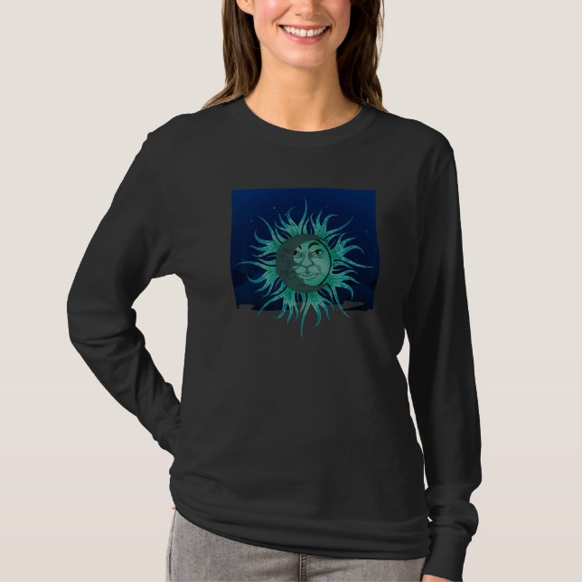 Astronomy Celestial Bodies Sun Moon Boho Astrology T Shirt (Framsida)