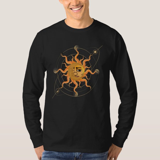 Astronomy Celestial Body Crescent Moon Sun Astrolo T Shirt (Framsida)