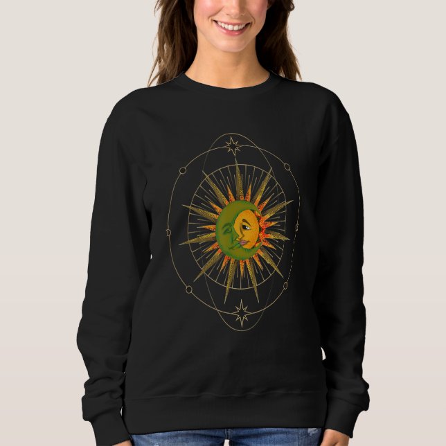 Astronomy Crescent Moon Sun Celestial Body Boho As T Shirt (Framsida)
