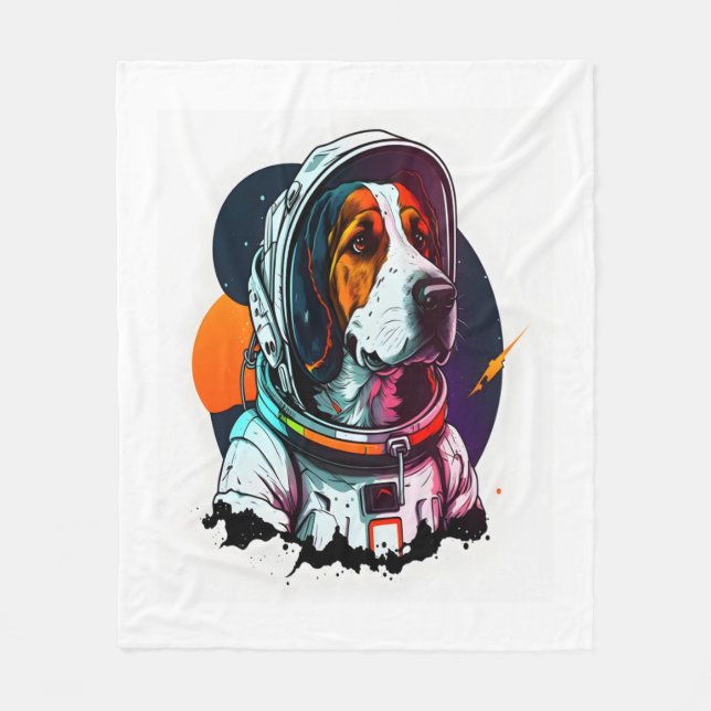 Astronout Hund Mascot Fleecefilt (Framsidan)