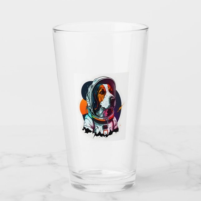 Astronout Hund Mascot Glaskopp (Framsida)