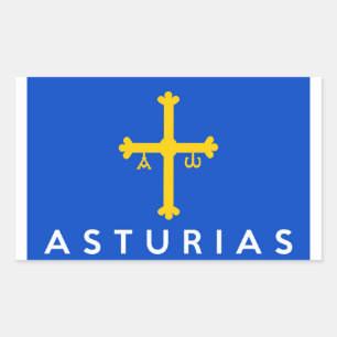Astruriregionen flagga Spanien land namn Rektangulärt Klistermärke