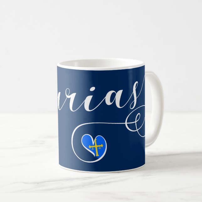 Asturias Flagga Heart, Asturies, Spanien Kaffemugg (Framsida höger)