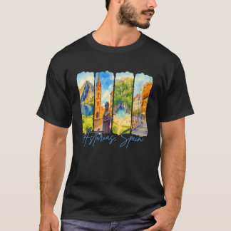 Asturias Spanien Resa Tripp Penseldrag Souvenir T Shirt