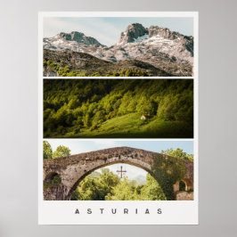 Asturias views and landscapes Travel photo Collage Poster