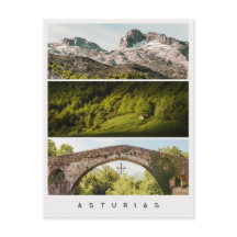Asturias vyer och landskap Resebildskollage