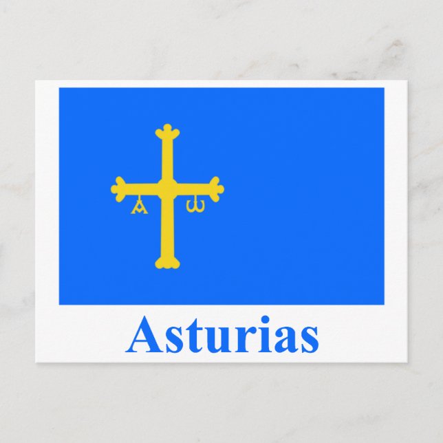 Asturien flagga med namn vykort (Framsida)