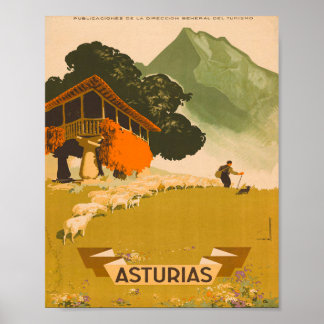 Asturien Vintage resor Poster
