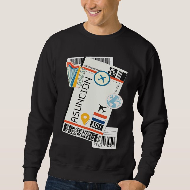 Asunción Paraguay City Skyline Silhouette Outline  Lång Ärmad Tröja (Framsida)