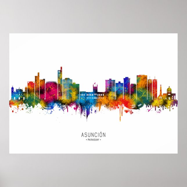 Asunción Paraguay Skyline Poster (Framsidan)