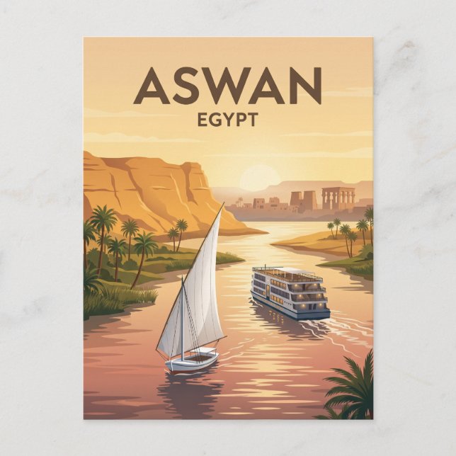 Aswan Nilkryssning Egypten Vykort (Framsida)