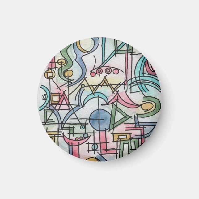 Asymmetri-Whimsisk Modern Akvarellkonst Magnet (Framsidan)