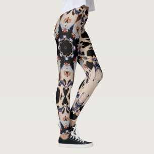 Asymmetrigotik Geometric Mandala Cream Black Leggings