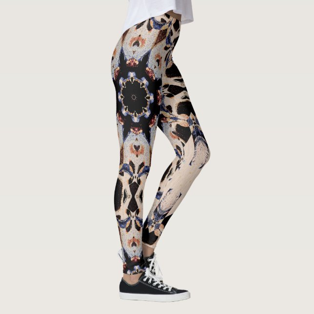 Asymmetrigotik Geometric Mandala Cream Black Leggings (Höger)