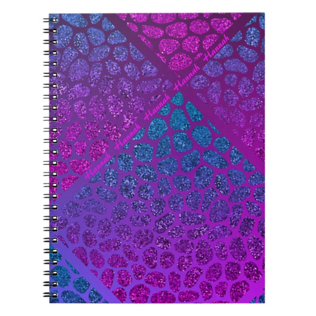 Asymmetrisk lila, Rosa och blå modern mosaik Anteckningsbok (Framsidan)