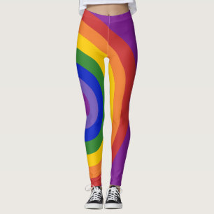 Asymmetrisk regnbågsbullseye HBT-Pride Leggings