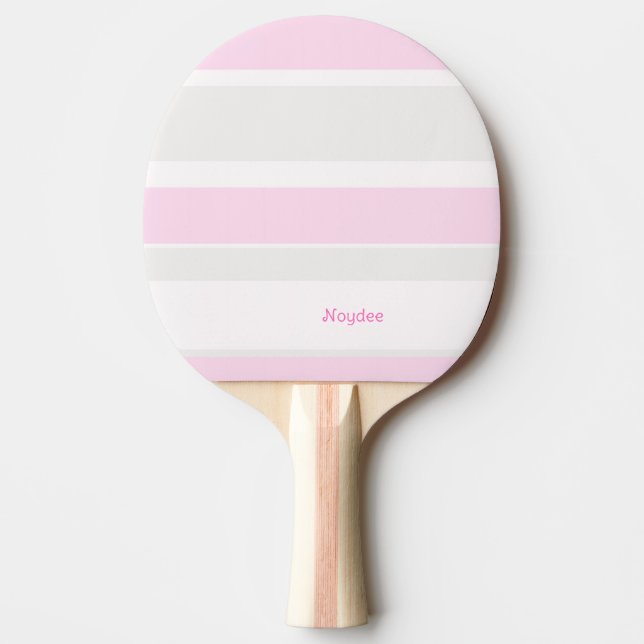 Asymmetriska randiga linjer grå rosa vit pingisracket (Framsidan)