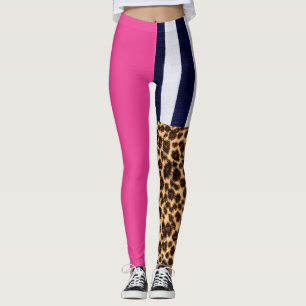 Asymmetriska Shock rosa, rand och Cheetah Leggings