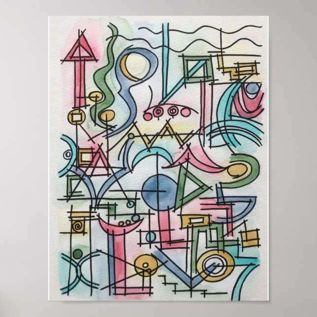 Asymmetry-Modern Bauhaus Geometric Art Poster (Framsidan)