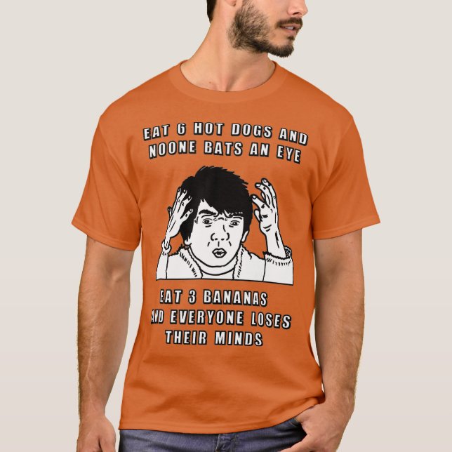 Ät 6 Hett Hundar 3 Bananas Meme Vegan Vegetarian T Shirt (Framsida)