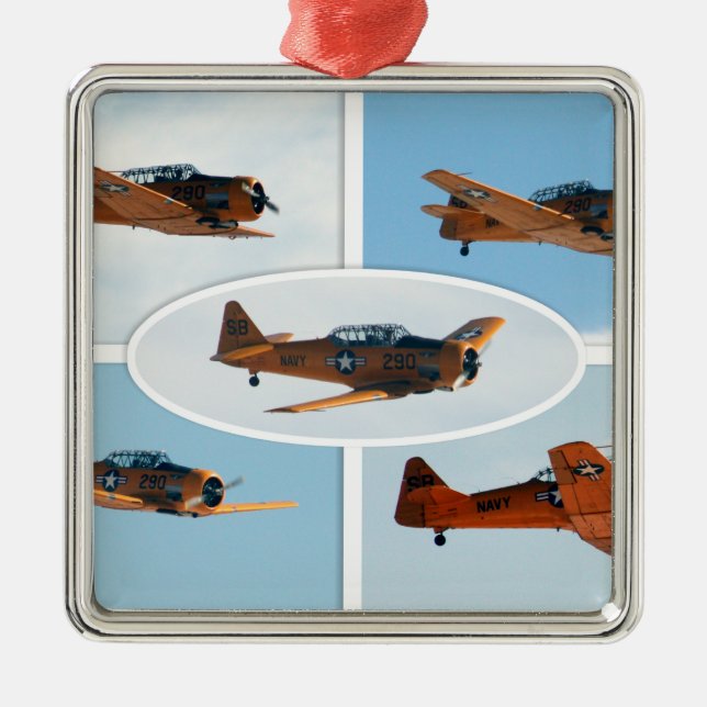 AT-6 Texan WWII Krig Flygplan Julgransprydnad Keramik (Framsidan)