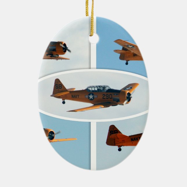 AT-6 Texan WWII Krig Flygplan Julgransprydnad Keramik (Baksidan)