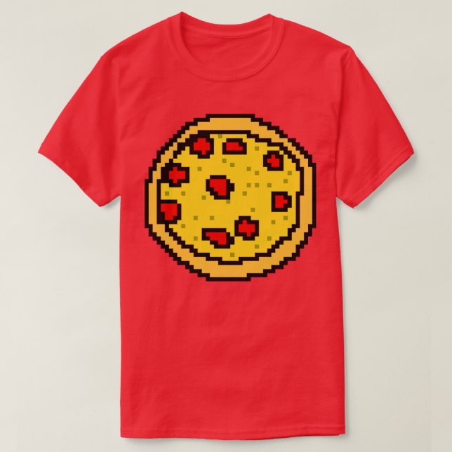 Ät 8-bitars Pixelart Pizza Food T Shirt (Design framsida)