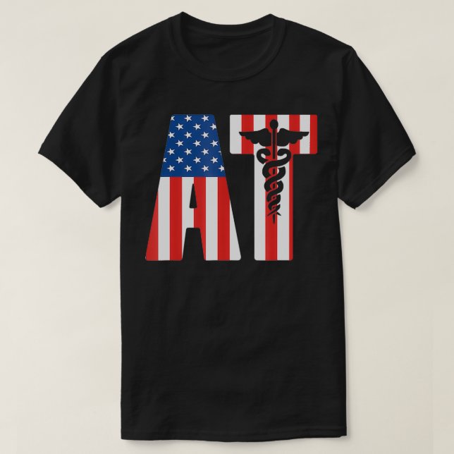 AT American Flagga Athletic Trainer T Shirt (Design framsida)