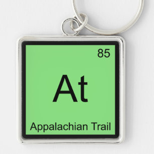 At - Appalachian Trail Kemiskt Elementsymbol T Fyrkantig Silverfärgad Nyckelring