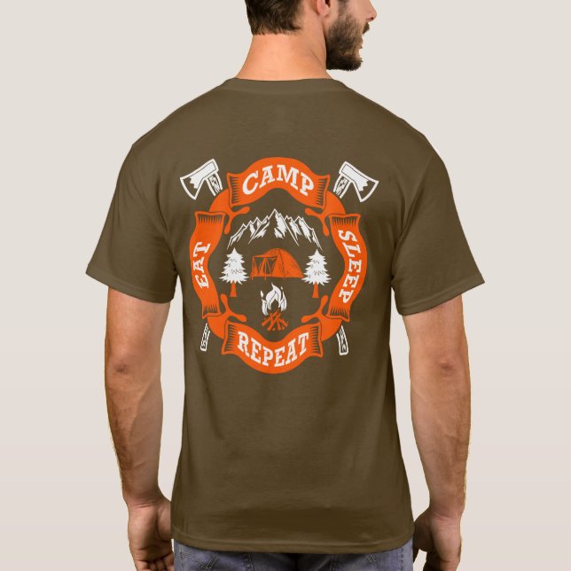 Ät Camp-viloläge Upprepa brandkorsade axlar Natur T Shirt (Baksida)