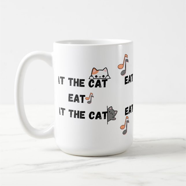 Ät Cat Funny Kaffemugg (Vänster)
