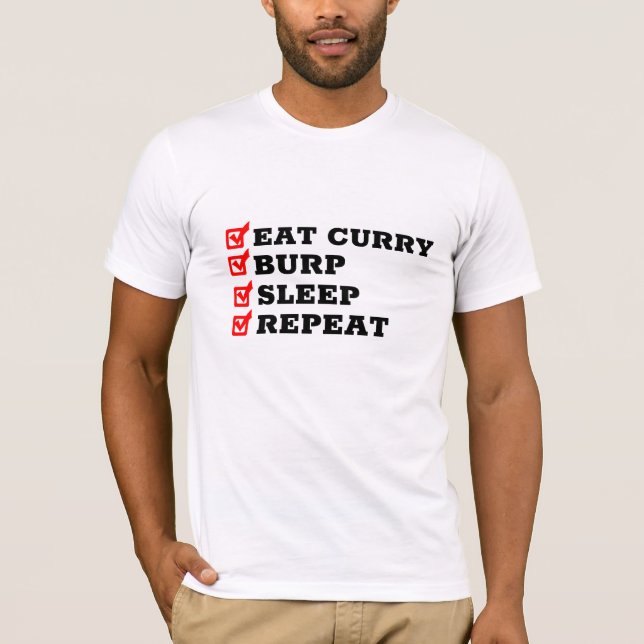 Ät Curry Burp-viloläge Repeat - Ljuny Gift Desi T Shirt (Framsida)