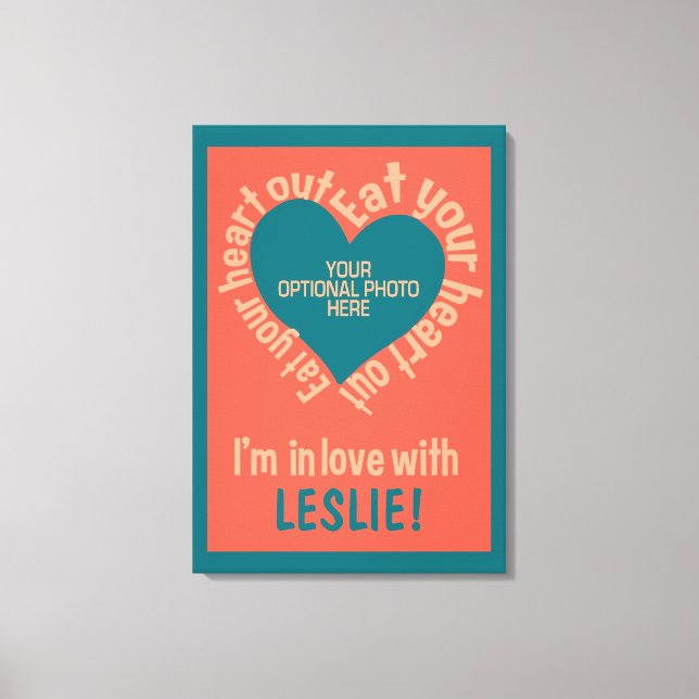 ÄT DIN HJÄRTA UT-anpassningsbar, foto och namn arb Canvastryck (Framsida)