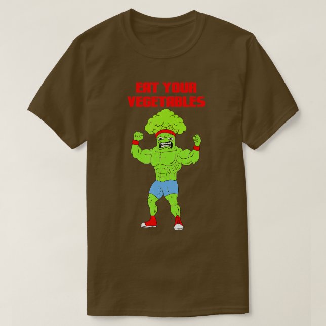Ät dina grönsaker Broccoli Weightlyftande Gym Str T Shirt (Design framsida)