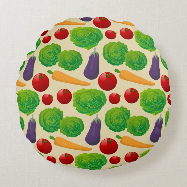 Ät dina grönsaker rund kudde (Framsidan)